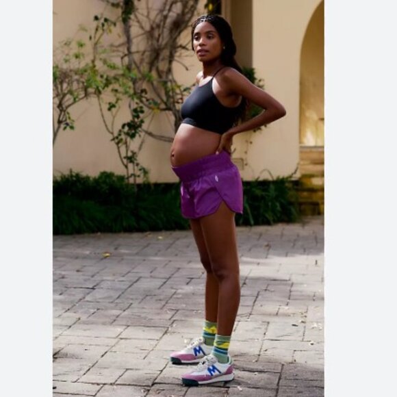 Free People x Hatch The Way Home Maternity Shorts‎ Purple size Large - Picture 1 of 12